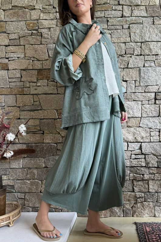 Hippie Shake Linen Blend Shirt Jacket Washed Khaki